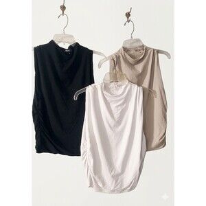 Abercrombie & FitchTank Top Bundle 3pc Black White Cream Sleeveless Mock Sz L